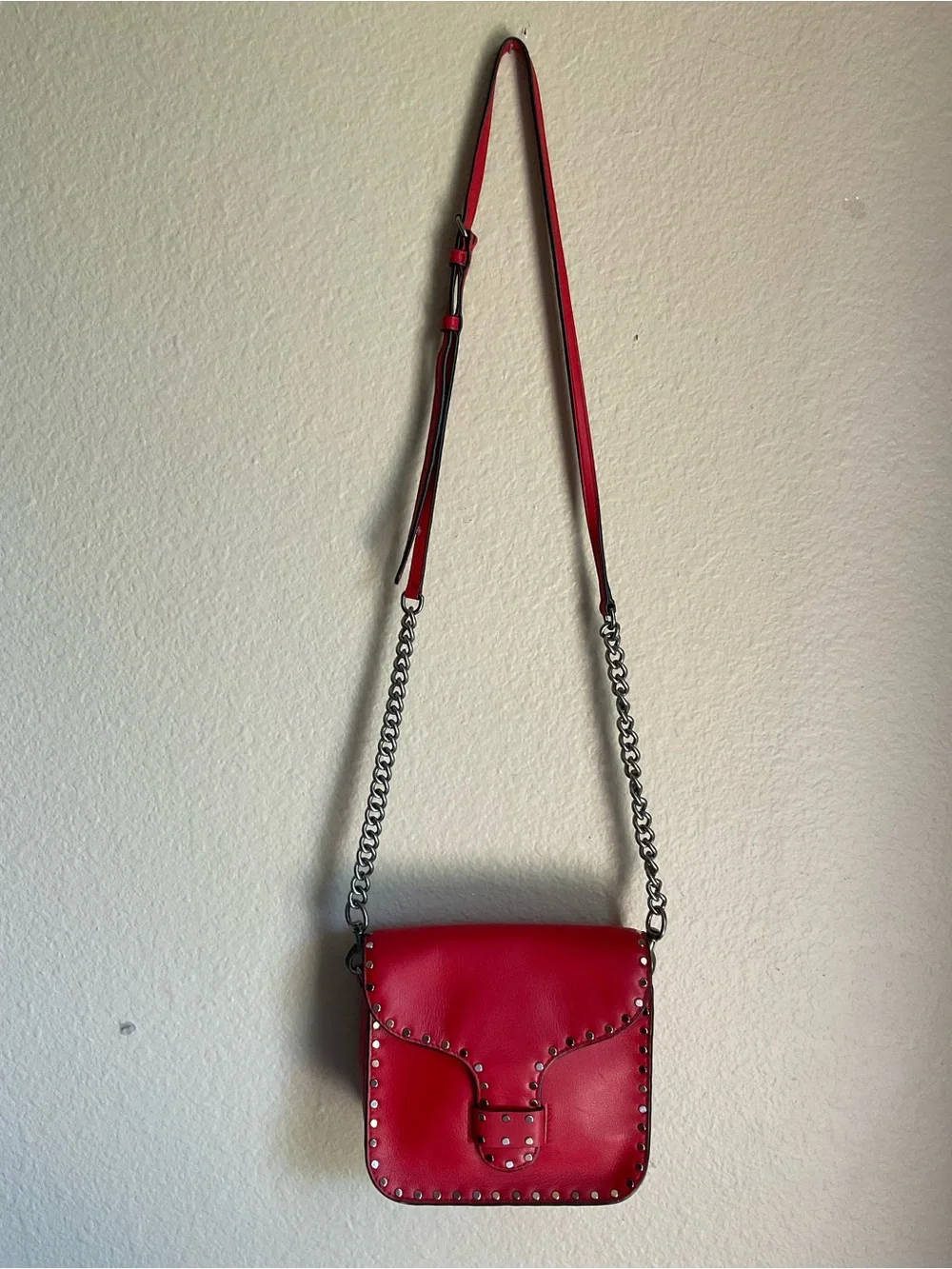 Rebecca Minkoff Red Studded Leather Crossbody Bag -
